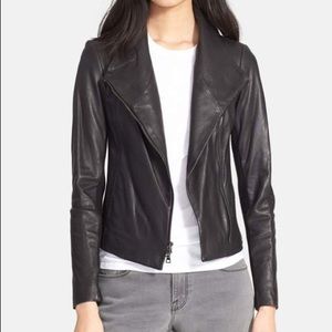 Vince Leather Scuba Jacket in Grey